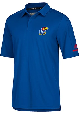 Adidas Kansas Jayhawks Mens Blue Coaches Short Sleeve Polo