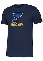 Adidas St Louis Blues Navy Blue Hockey Club Short Sleeve T Shirt