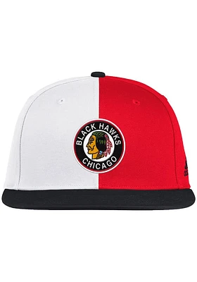 Adidas Chicago Blackhawks Black Reverse Retro Flat Brim Mens Snapback Hat