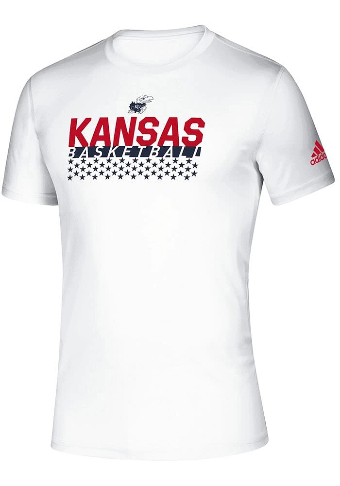 Adidas Kansas Jayhawks White Basketball Salute To Service Short Sleeve T Shirt