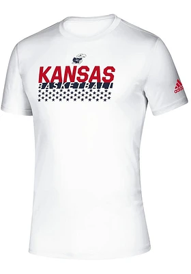 Adidas Kansas Jayhawks White Basketball Salute To Service Short Sleeve T Shirt