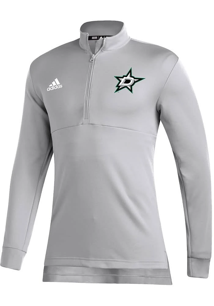 Adidas Dallas Stars Mens Grey Left Wing Long Sleeve Qtr Zip Pullover