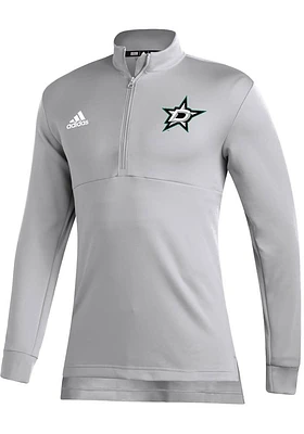 Adidas Dallas Stars Mens Grey Left Wing Long Sleeve Qtr Zip Pullover