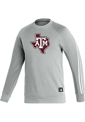 Adidas Texas A&M Aggies Mens Grey Brand Icons Long Sleeve Crew Sweatshirt