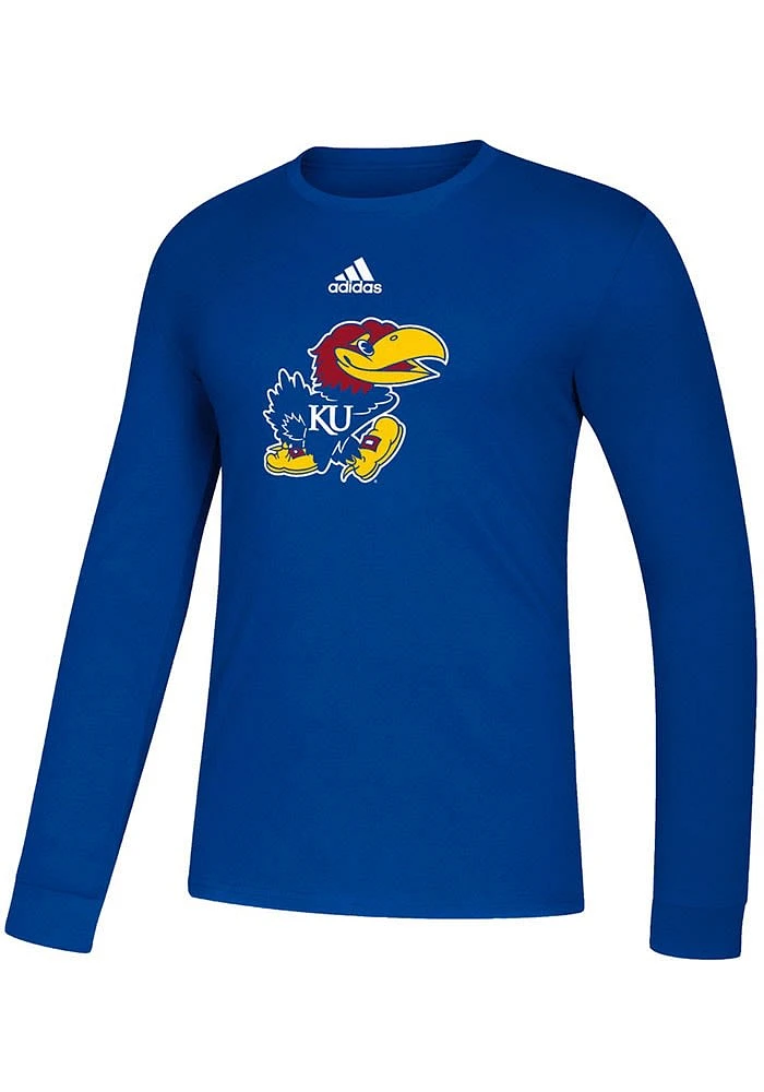 Adidas Kansas Jayhawks Blue Logo Amplifier Long Sleeve T Shirt