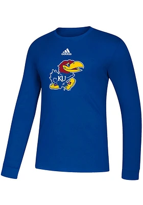 Adidas Kansas Jayhawks Blue Logo Amplifier Long Sleeve T Shirt