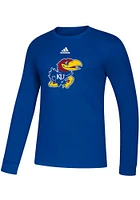 Adidas Kansas Jayhawks Blue Logo Amplifier Long Sleeve T Shirt
