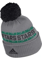 Adidas Dallas Stars Grey Crown Name Cuff Pom Mens Knit Hat