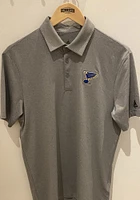 Adidas St Louis Blues Mens Grey ULT 365 Heather Short Sleeve Polo