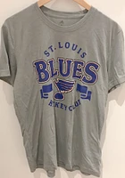 Adidas St Louis Blues Grey Middle Ribbon Short Sleeve Fashion T Shirt