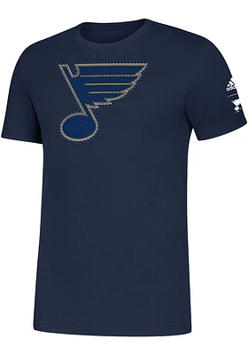 Adidas St Louis Blues Navy Blue String Theory Short Sleeve T Shirt