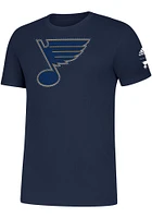 Adidas St Louis Blues Navy Blue String Theory Short Sleeve T Shirt