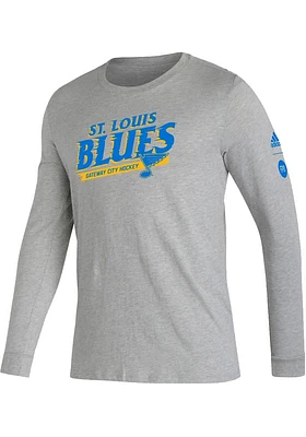 Adidas St Louis Blues Grey Winter Classic 2021 Long Sleeve T Shirt