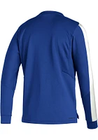 Adidas Kansas Jayhawks Mens Blue Sideline Reverse Retro Long Sleeve Crew Sweatshirt