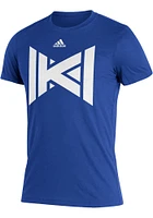 Adidas Kansas Jayhawks Blue Sideline Reverse Retro Triblend Short Sleeve Fashion T Shirt
