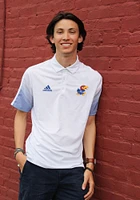 Adidas Kansas Jayhawks Mens White Sideline Prime Short Sleeve Polo