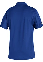 Adidas Kansas Jayhawks Mens Blue Sideline Coordinator Short Sleeve Polo