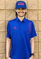 Adidas Kansas Jayhawks Mens Blue Sideline Coordinator Short Sleeve Polo