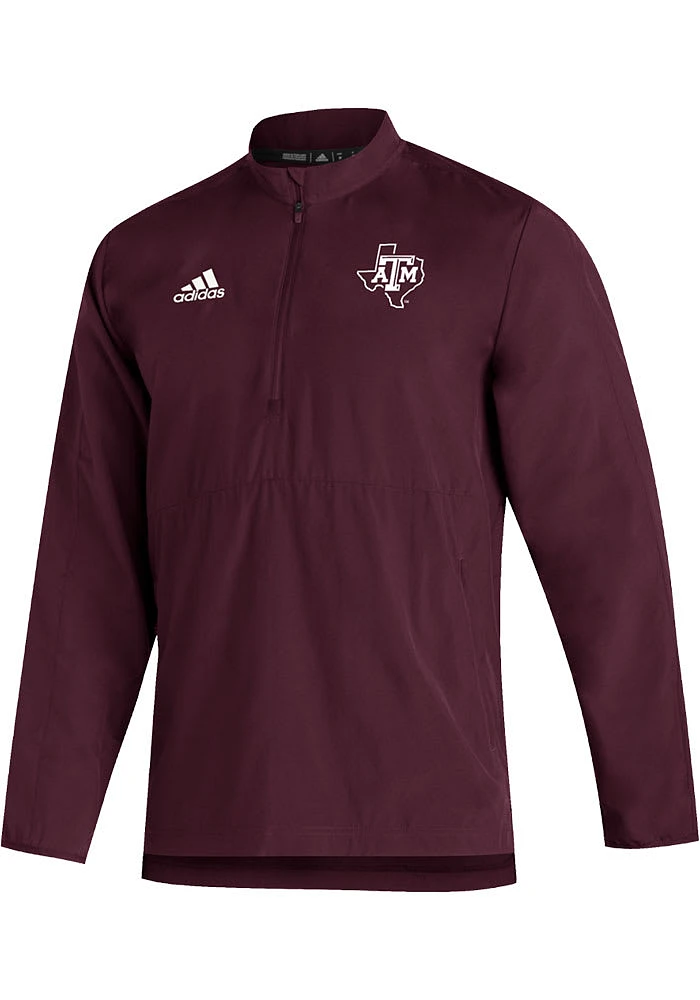 Adidas Texas A&M Aggies Mens Maroon Sideline Woven Long Sleeve Qtr Zip Pullover