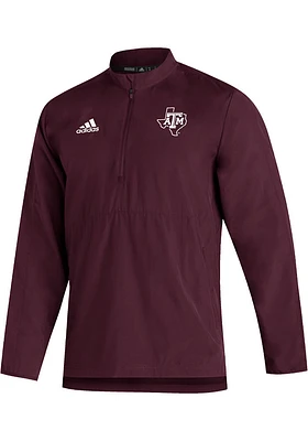 Adidas Texas A&M Aggies Mens Maroon Sideline Woven Long Sleeve Qtr Zip Pullover