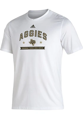 Adidas Texas A&M Aggies White Salute To Service Design Short Sleeve T Shirt