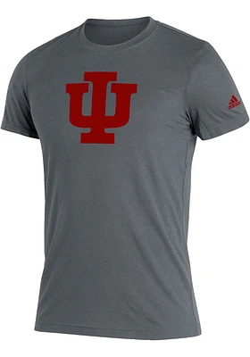 Adidas Indiana Hoosiers Charcoal Blend Heather Logo Short Sleeve Fashion T Shirt