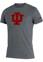 Adidas Indiana Hoosiers Charcoal Blend Heather Logo Short Sleeve Fashion T Shirt