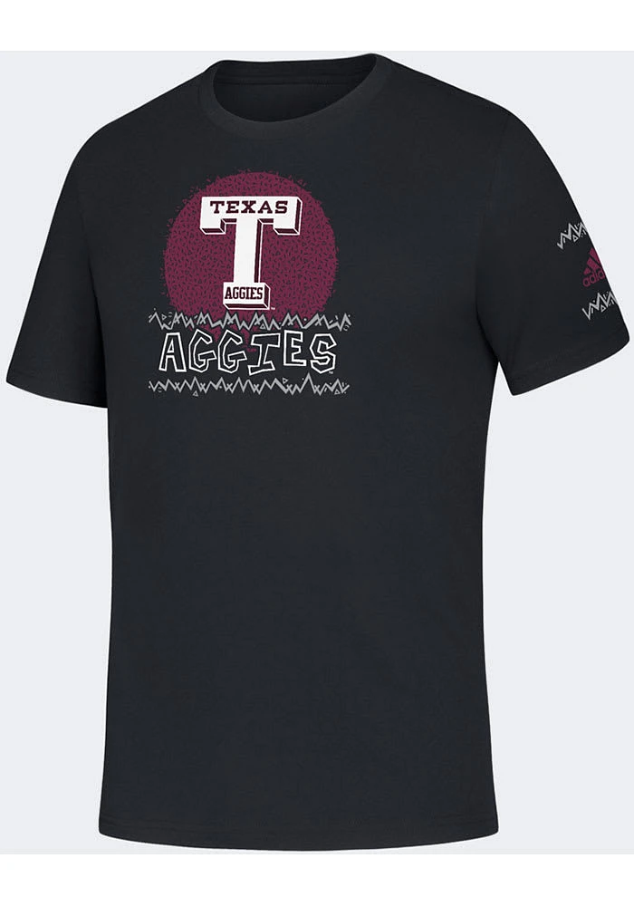 Adidas Texas A&M Aggies Youth Black Retro Mascot Short Sleeve T-Shirt