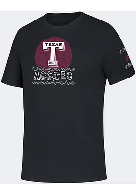 Adidas Texas A&M Aggies Youth Black Retro Mascot Short Sleeve T-Shirt