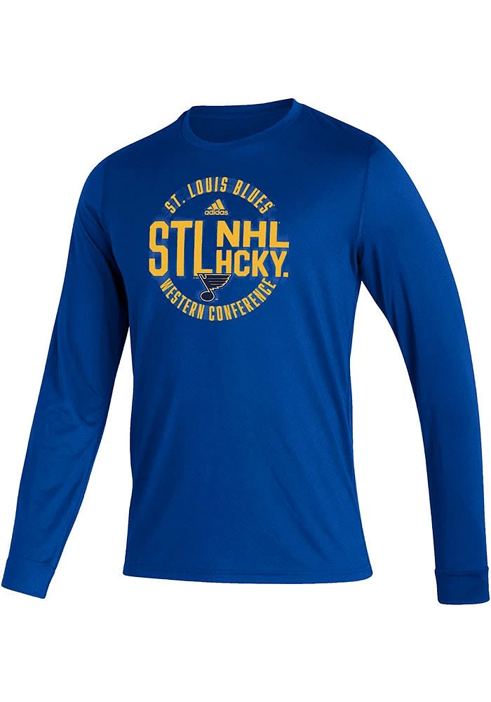 Adidas St Louis Blues Blue Rounded Long Sleeve T-Shirt