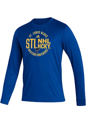 Adidas St Louis Blues Blue Rounded Long Sleeve T-Shirt