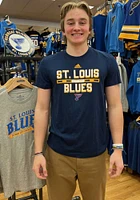 Adidas St Louis Blues Navy Blue Block Line Short Sleeve T Shirt