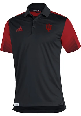 Adidas Indiana Hoosiers Mens Black PrimeBlue Short Sleeve Polo