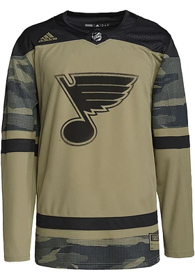 Adidas  St Louis Blues Mens Olive Salute To Service Authentic Hockey Jersey