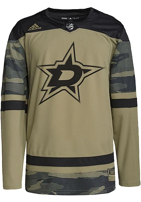 Adidas  Dallas Stars Mens Olive Salute To Service Authentic Hockey Jersey