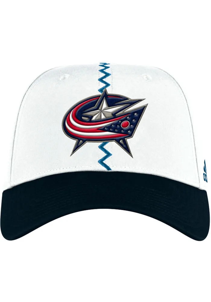 Adidas Columbus Blue Jackets Mens White 2022 Reverse Retro Stretch Flex Hat