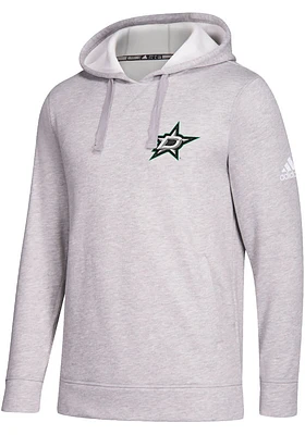 Adidas Dallas Stars Mens Grey Fleece Hoodie Logo Long Sleeve