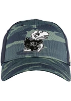 Adidas Kansas Jayhawks Mens Green Camo Structured Stretch Flex Hat