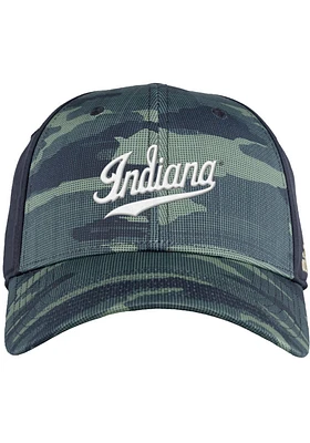Adidas Indiana Hoosiers Mens Green Camo Structured Stretch Flex Hat