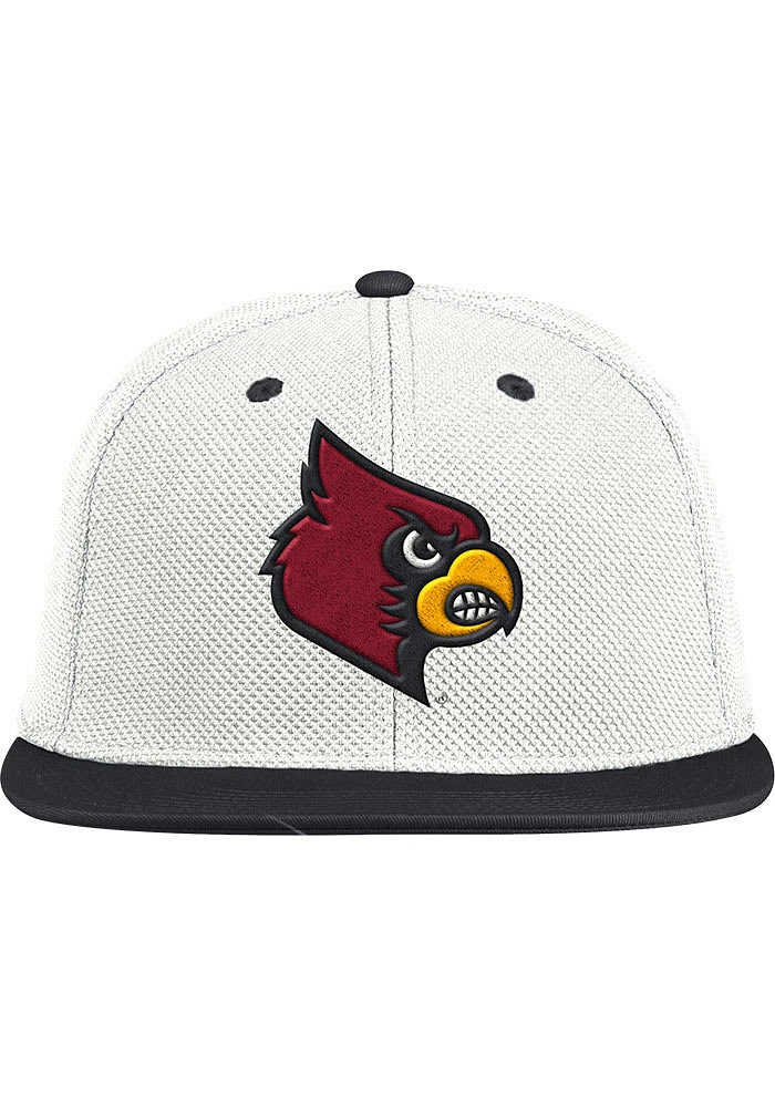 Adidas Louisville Cardinals Mens White Baseball On-Field Iconic Fitted Hat