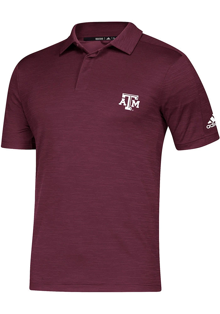 Adidas Texas A&M Aggies Mens Maroon Sideline Game Mode Short Sleeve Polo