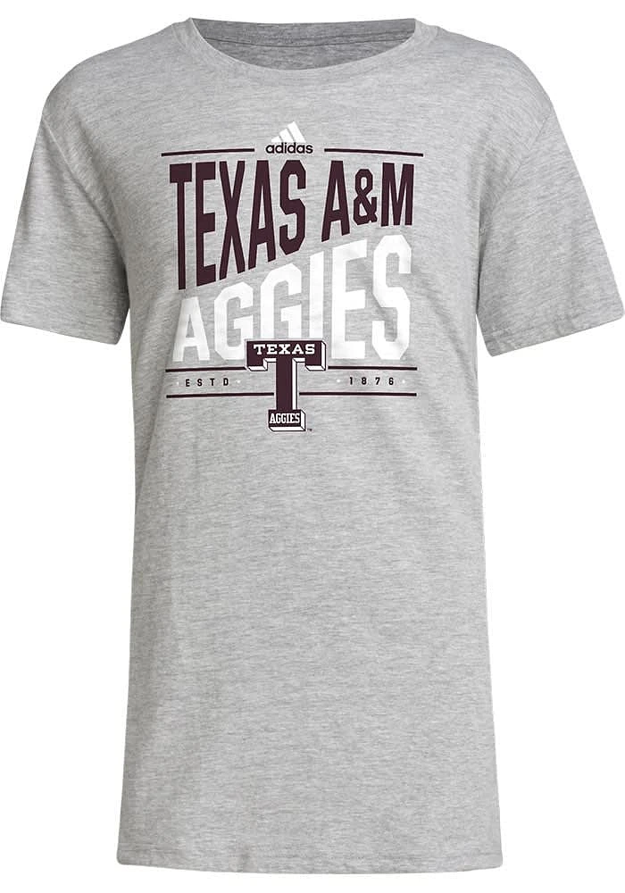 Adidas Texas A&M Aggies Youth Grey Slanted Block Short Sleeve T-Shirt