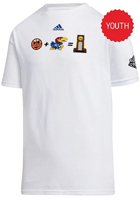 Adidas Kansas Jayhawks Youth White 2022 National Champions Campus Short Sleeve T-Shirt