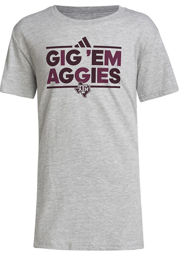 Adidas Texas A&M Aggies Youth Grey Team Chant Short Sleeve T-Shirt