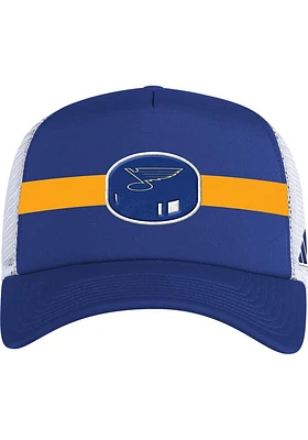 Adidas St Louis Blues Stripe Puck Foam Trucker Adjustable Hat - Blue