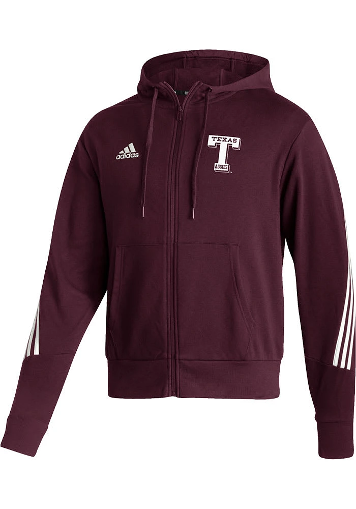 Adidas Texas A&M Aggies Mens Maroon Logo Fashion Long Sleeve Full Zip Jacket