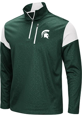 Colosseum Michigan State Spartans Mens Green Luge Long Sleeve Qtr Zip Pullover