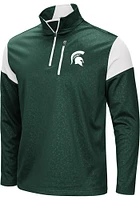 Colosseum Michigan State Spartans Mens Green Luge Long Sleeve Qtr Zip Pullover