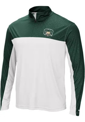 Colosseum Ohio Bobcats Mens Green Luge Long Sleeve Qtr Zip Pullover