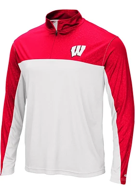 Colosseum Wisconsin Badgers Mens Red Luge Version Long Sleeve Qtr Zip Pullover